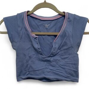 Out from Under Urban Outfitters Go For Gold Blue Pink Seamless Crop Top